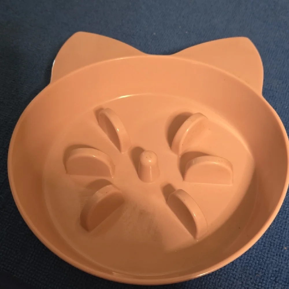 Charming Cat Ear Slow Feeder Bowl - Pink